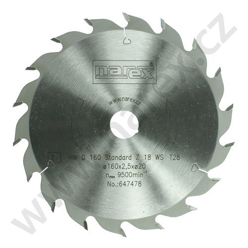 Pilový kotúč Narex 160×2.5×20 18WZ - Standard  00647478