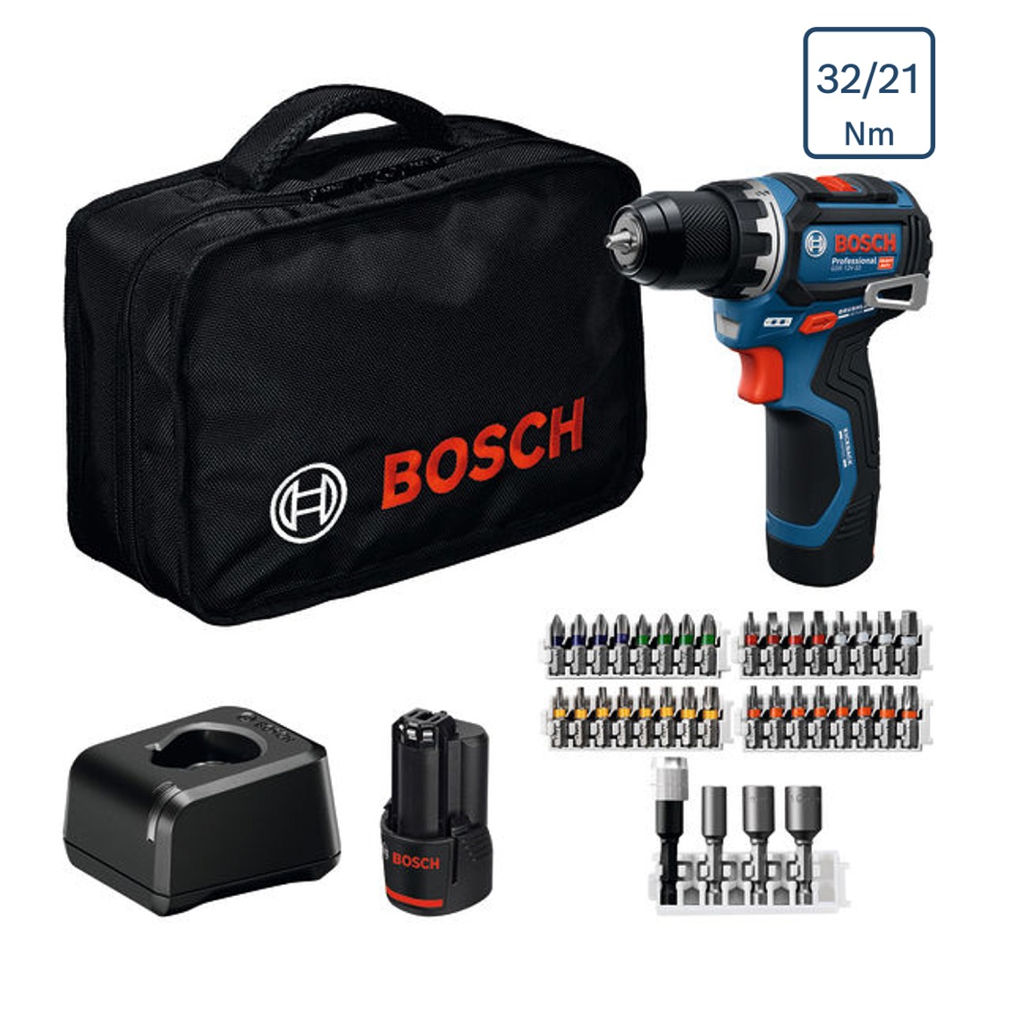 Aku vŕtací skrutkovač Bosch GSR 12V-32 2x2,0Ah